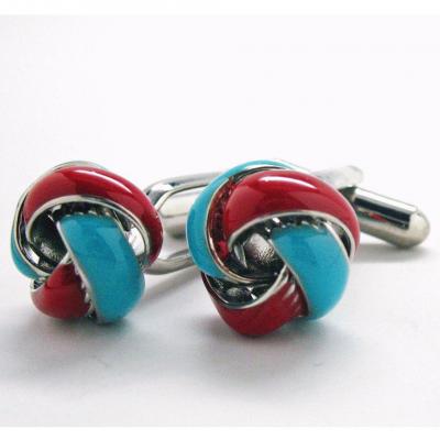 Aqua and Red Enamel Knot.JPG